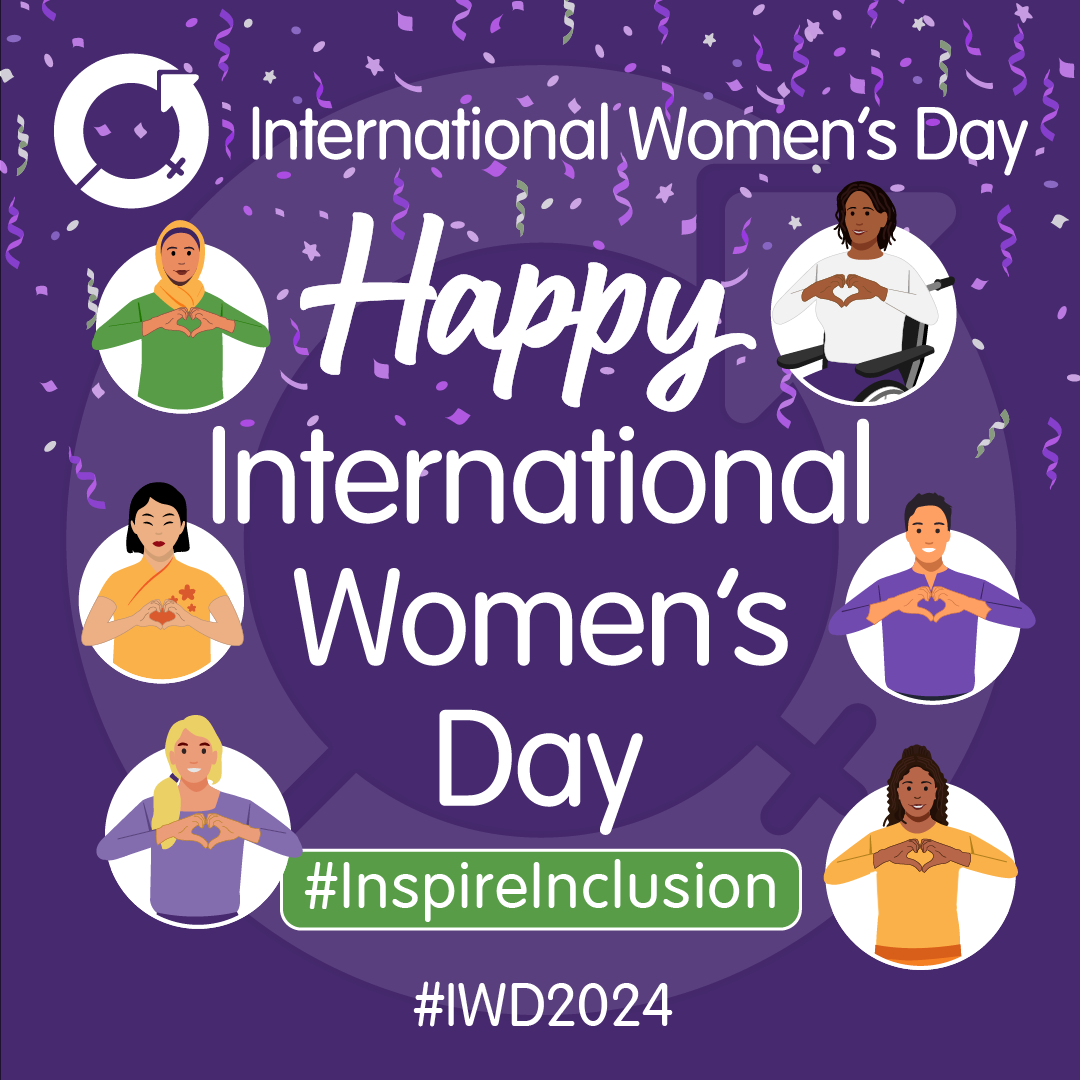 Happy International Women's Day poster. #InspireInclusion