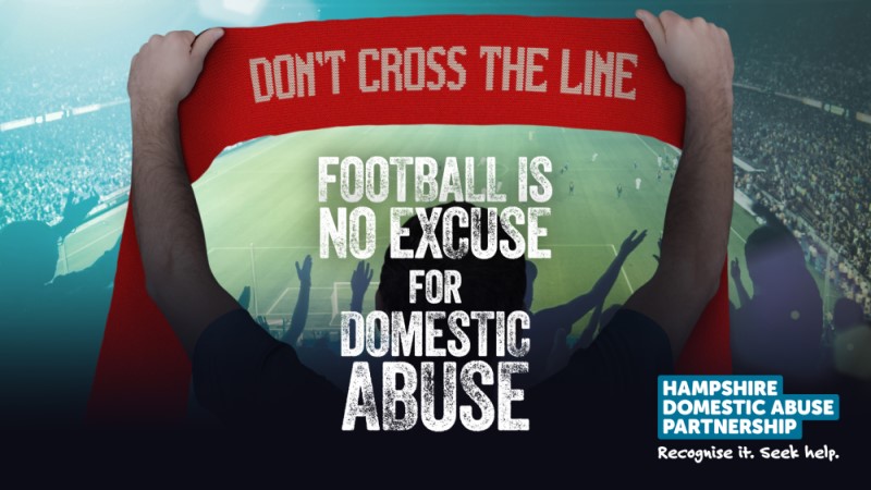 Don't cross the line, football is no excuse for domestic abuse poster