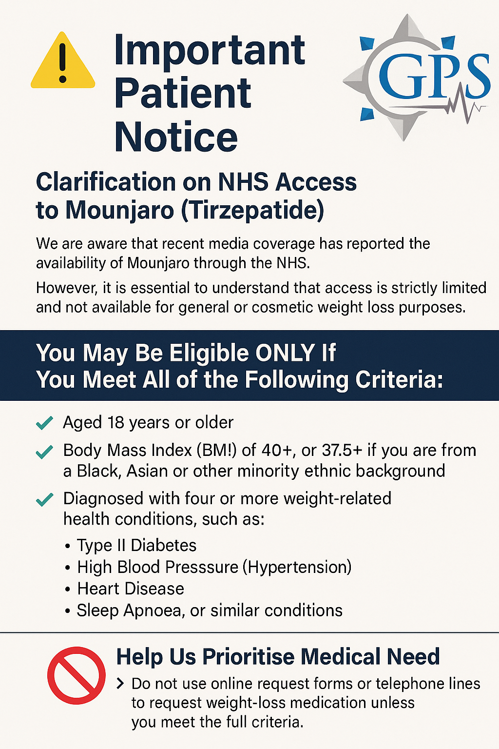 Important Patient Notice Poster (information can be found in the text)