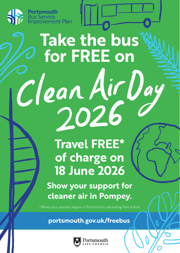 take the bus for free on clean air day 18th June 2026 poster