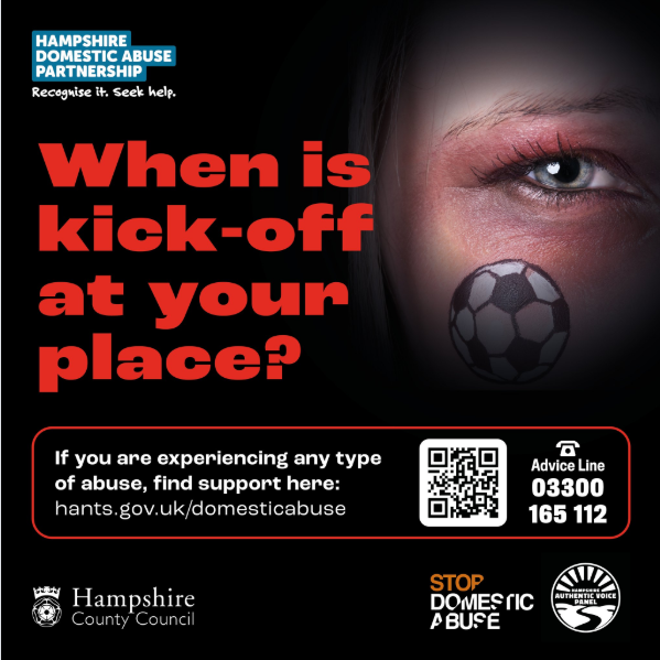 When is kick off at your place? Domestic abuse poster